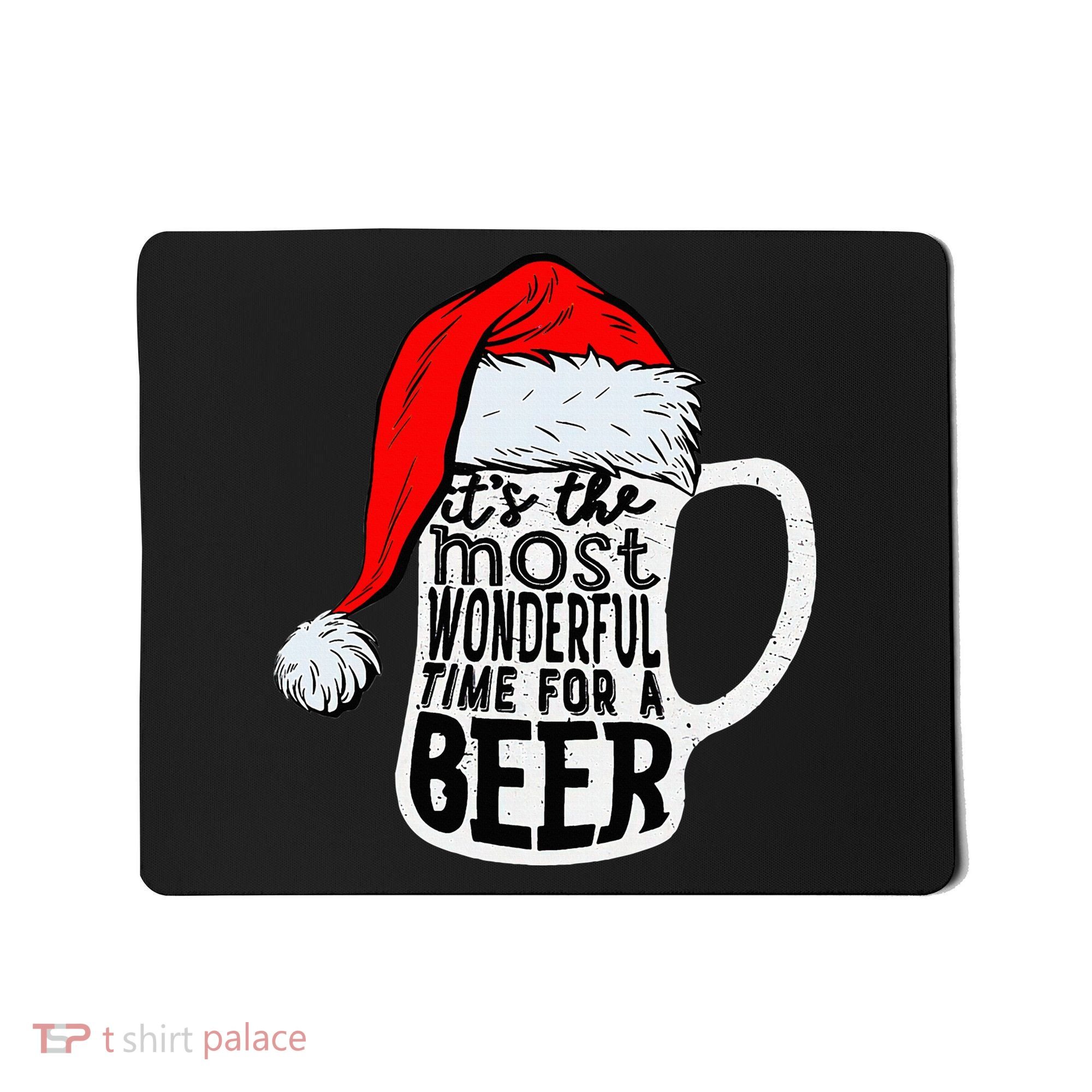 Christmas Its The Most Wonderful Time For A Beer Santa Xmas Mousepad