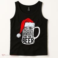 Christmas Its The Most Wonderful Time For A Beer Santa Xmas Tank Top thumb 2