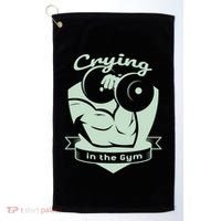 Crying In The Gym Funny Workout Gym Weightlifting Athlete Gift Golf Towel thumb 0