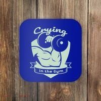 Crying In The Gym Funny Workout Gym Weightlifting Athlete Gift Coaster thumb 0