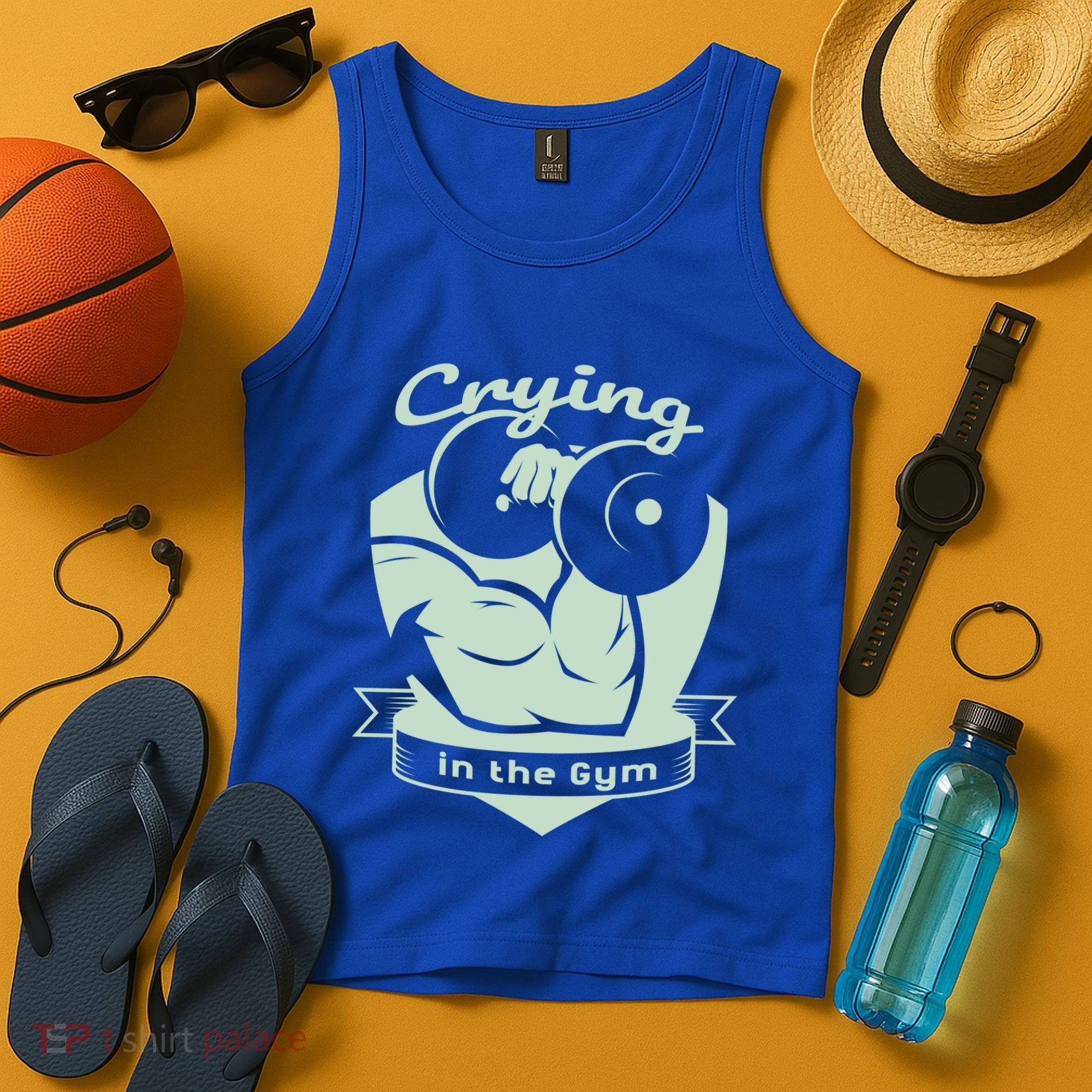 Crying In The Gym Funny Workout Gym Weightlifting Athlete Gift Tank Top