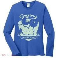Crying In The Gym Funny Workout Gym Weightlifting Athlete Gift Women's Long Sleeve Shirt thumb 0