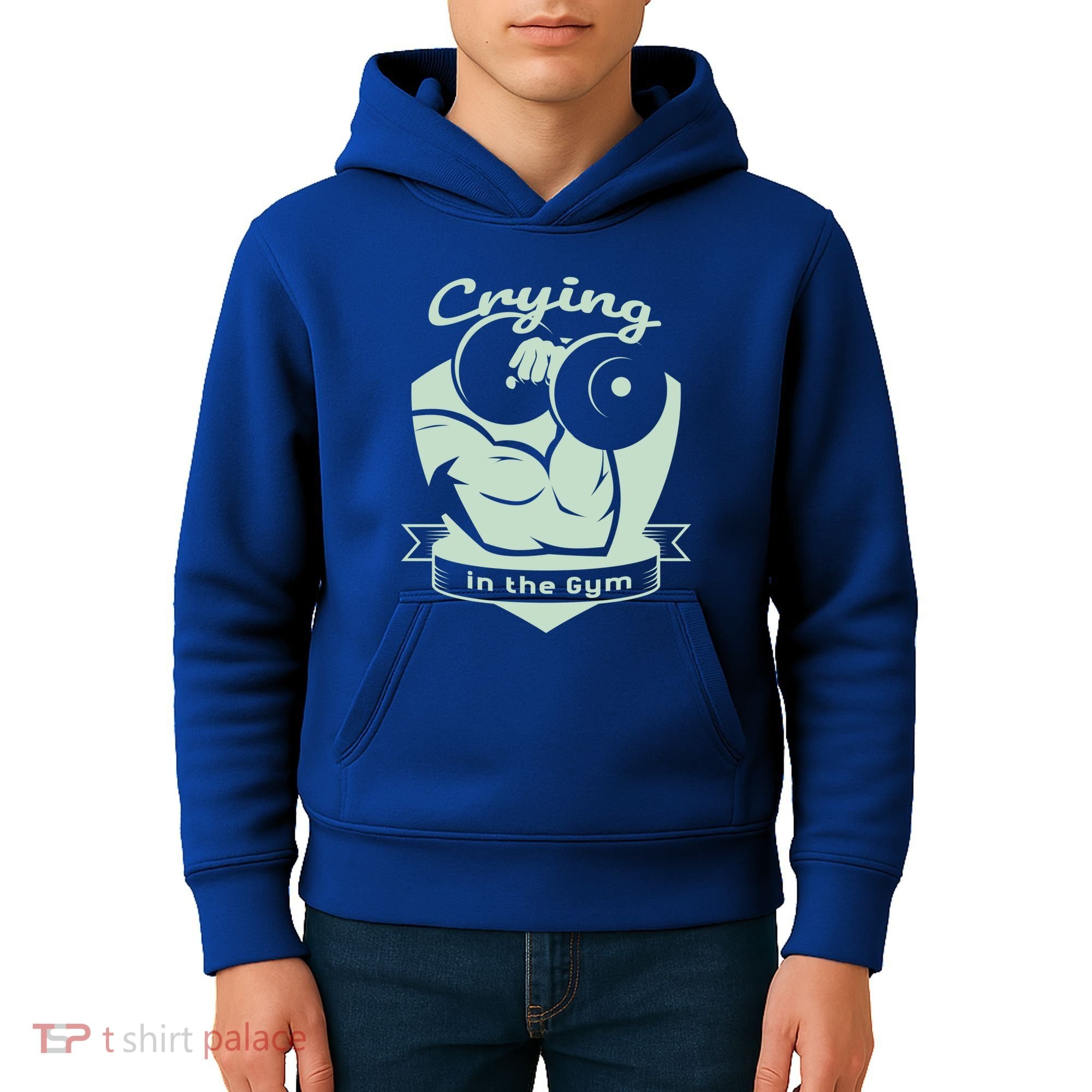 Crying In The Gym Funny Workout Gym Weightlifting Athlete Gift Kids Hoodie