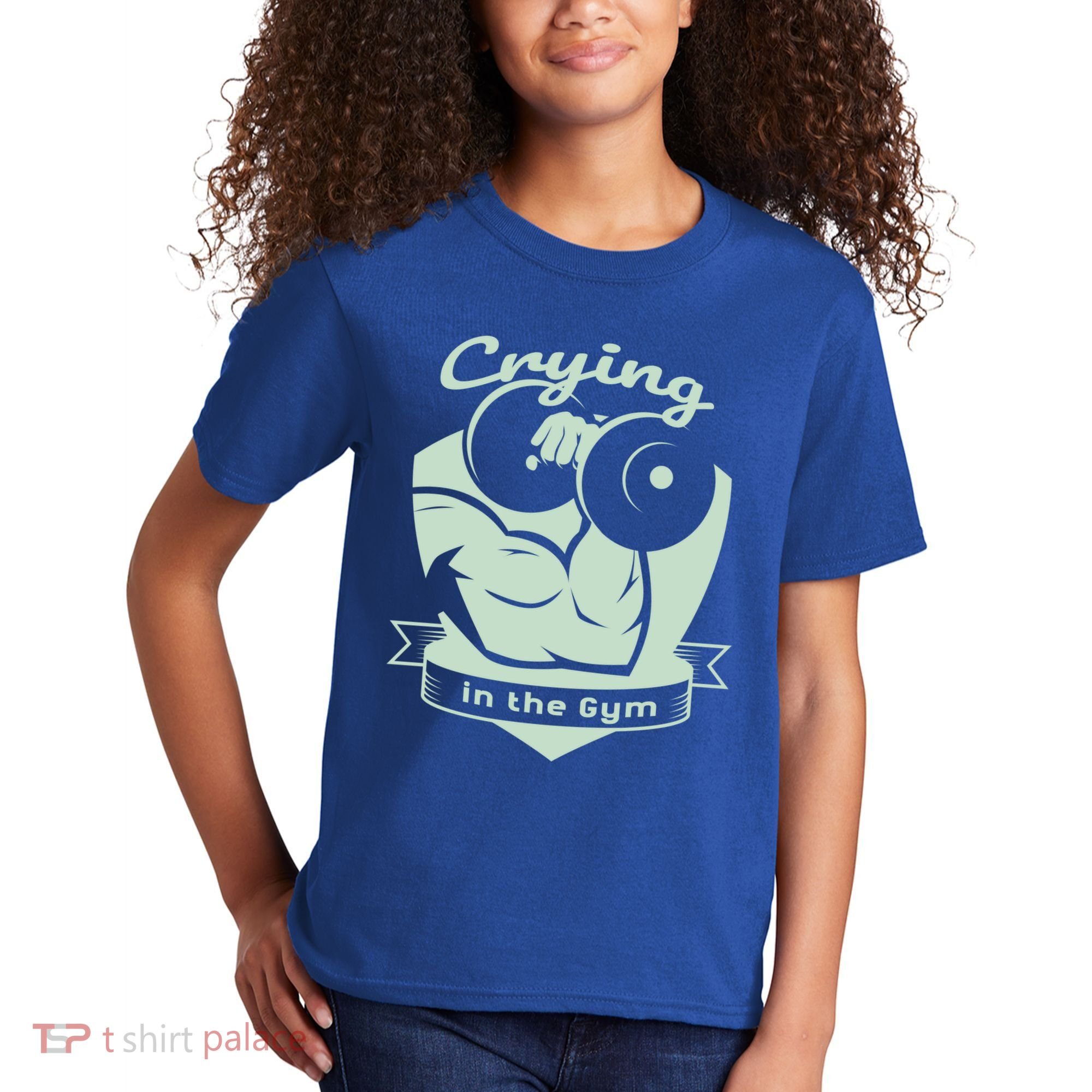 Crying In The Gym Funny Workout Gym Weightlifting Athlete Gift Kids T-Shirt