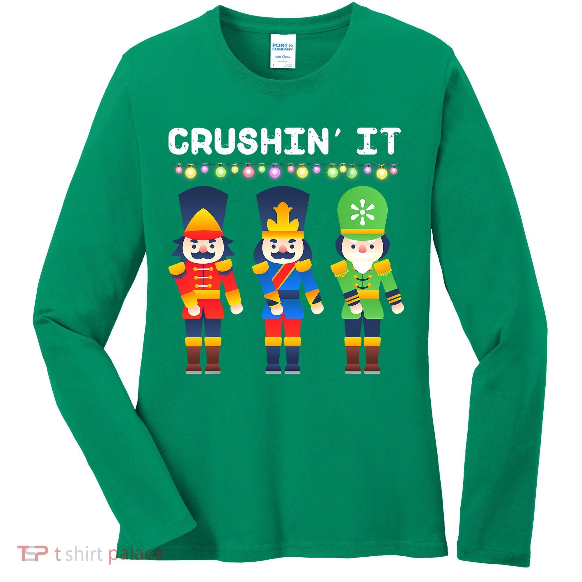 Crushin' It The Christmas Retro Holiday Cute Women's Long Sleeve Shirt