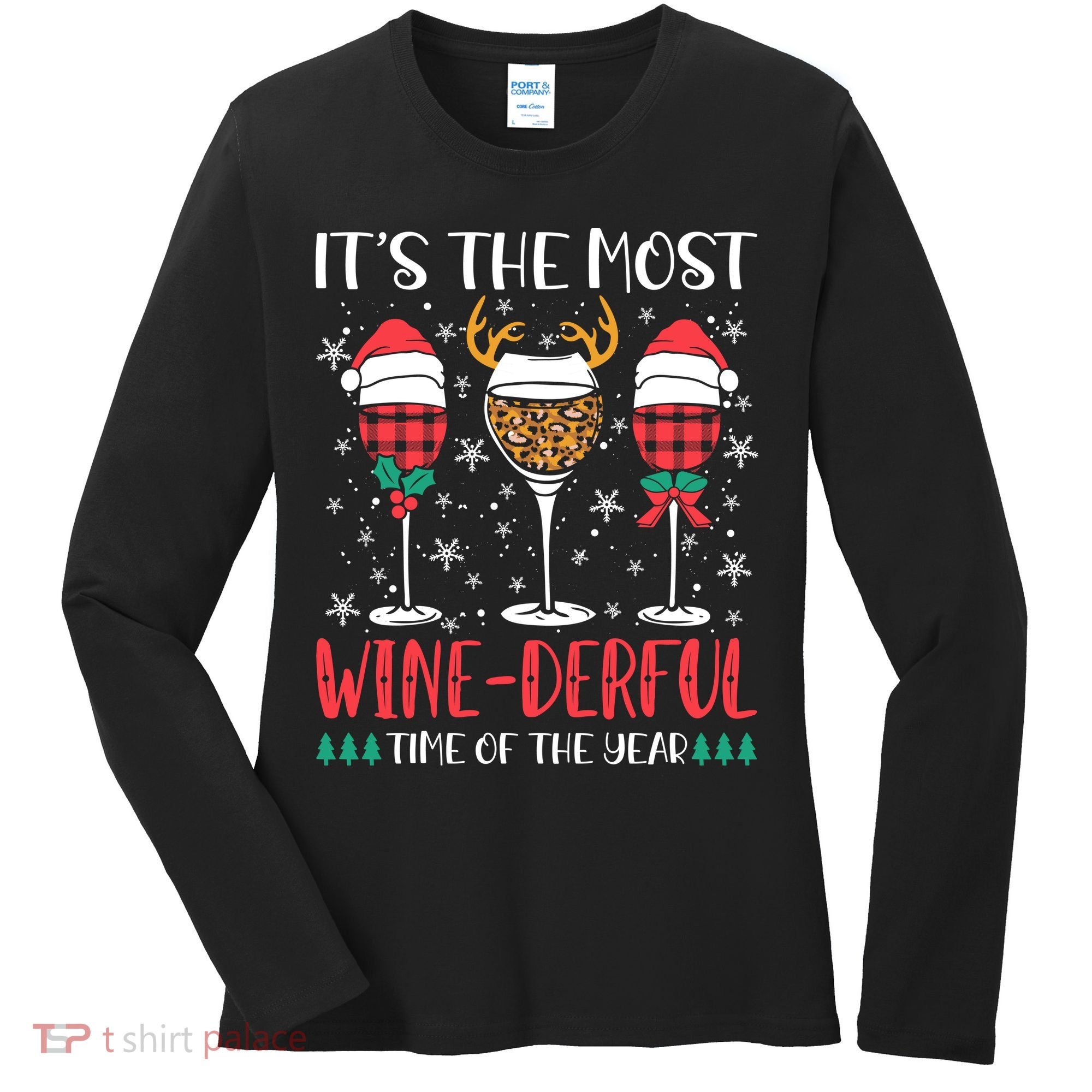 Christmas It's The Most Wine Derful Time Of The Year Women's Long Sleeve Shirt