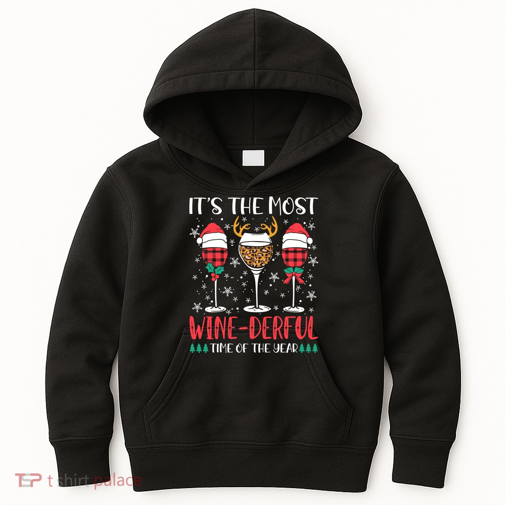 Christmas It's The Most Wine Derful Time Of The Year Kids Hoodie