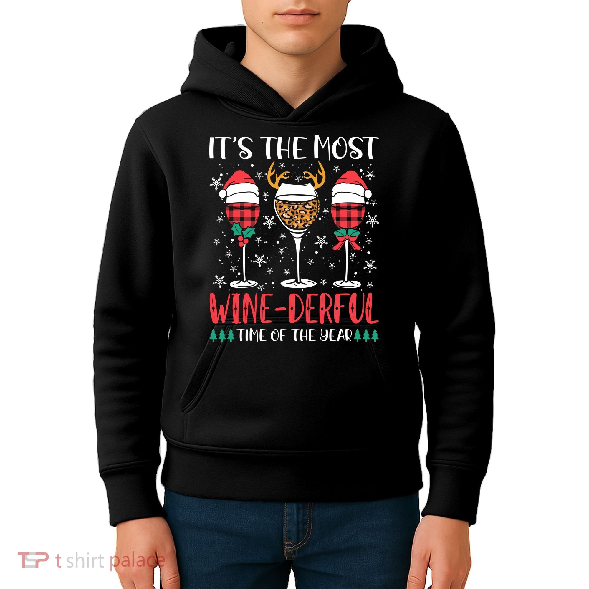 Christmas It's The Most Wine Derful Time Of The Year Kids Hoodie