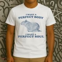 Capybara I Want A Perfect Body I Want A Perfect Soul Retro T-Shirt thumb 3