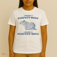 Capybara I Want A Perfect Body I Want A Perfect Soul Retro T-Shirt thumb 4