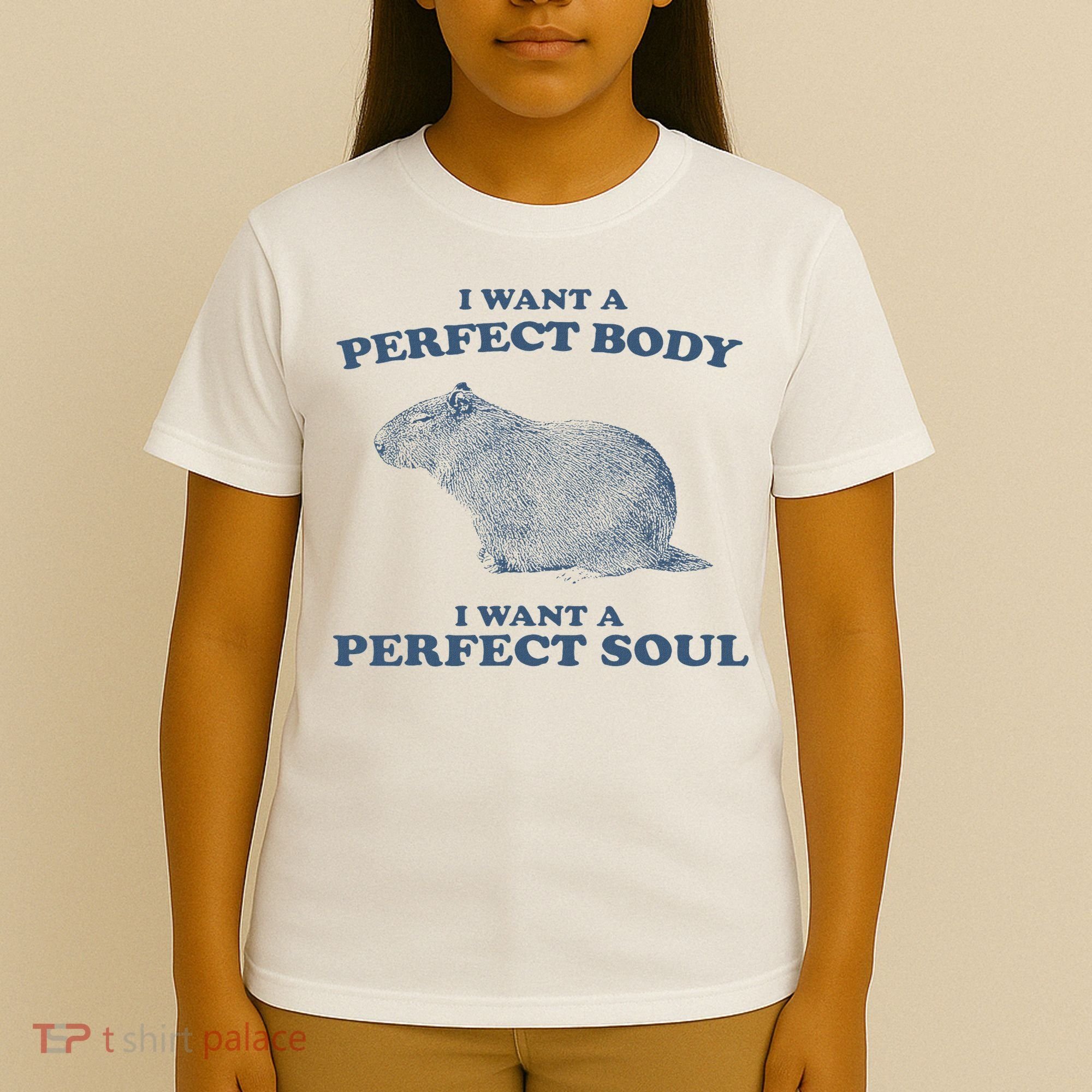 Capybara I Want A Perfect Body I Want A Perfect Soul Retro T-Shirt