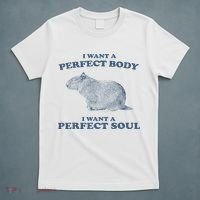 Capybara I Want A Perfect Body I Want A Perfect Soul Retro T-Shirt thumb 5