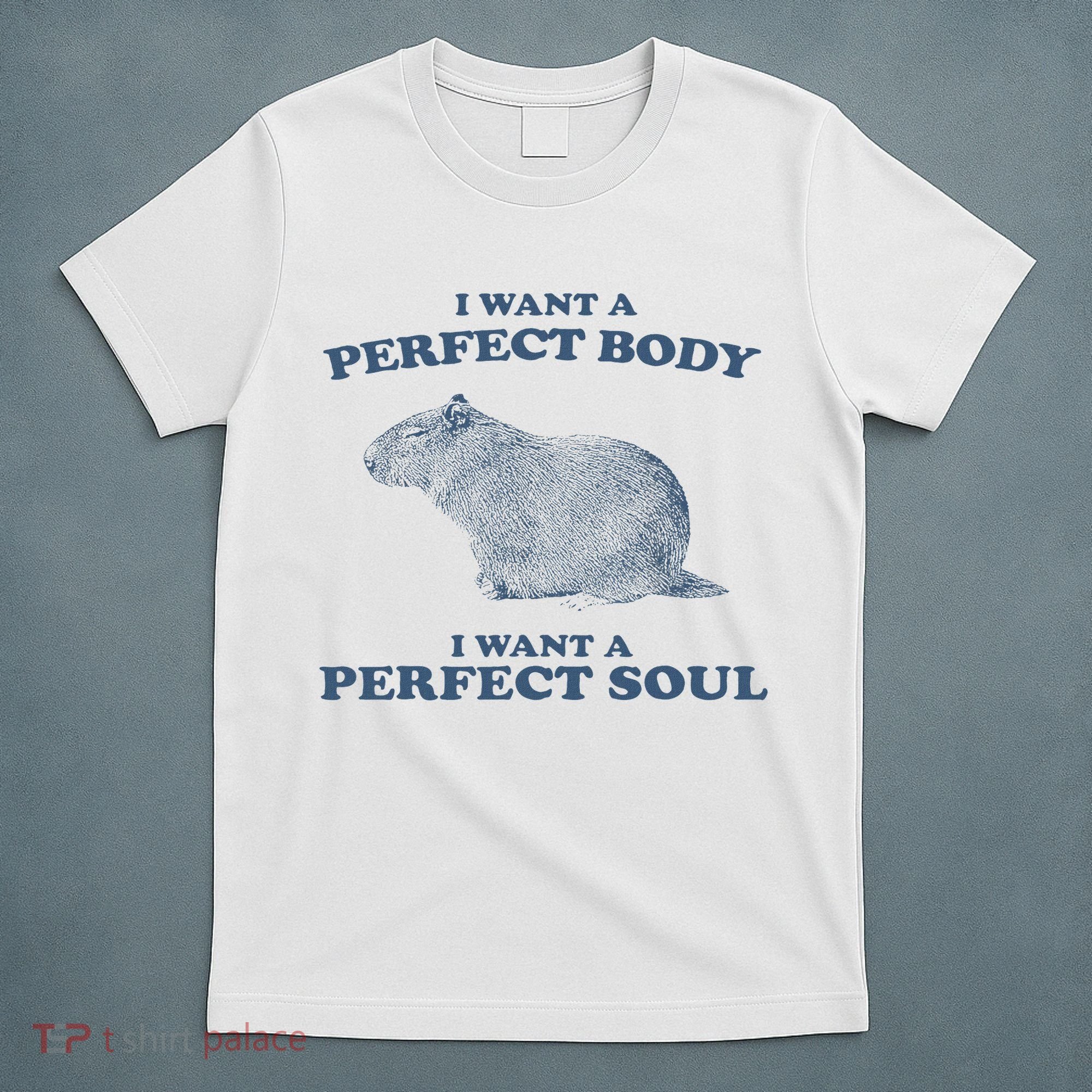 Capybara I Want A Perfect Body I Want A Perfect Soul Retro T-Shirt