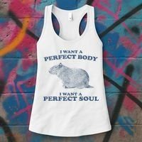 Capybara I Want A Perfect Body I Want A Perfect Soul Retro Women's Tank Top thumb 3
