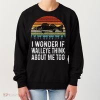 Cute I Wonder If Walleye Think About Me Funny Walleye Fishing Women's Sweatshirt thumb 0