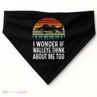 Cute I Wonder If Walleye Think About Me Funny Walleye Fishing USA-Made Doggie Bandana thumb 0