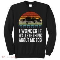 Cute I Wonder If Walleye Think About Me Funny Walleye Fishing Sweatshirt thumb 0