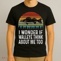 Cute I Wonder If Walleye Think About Me Funny Walleye Fishing T-Shirt thumb 3