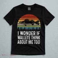 Cute I Wonder If Walleye Think About Me Funny Walleye Fishing T-Shirt thumb 5