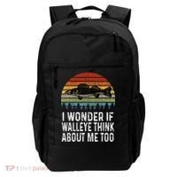 Cute I Wonder If Walleye Think About Me Funny Walleye Fishing Backpack thumb 0
