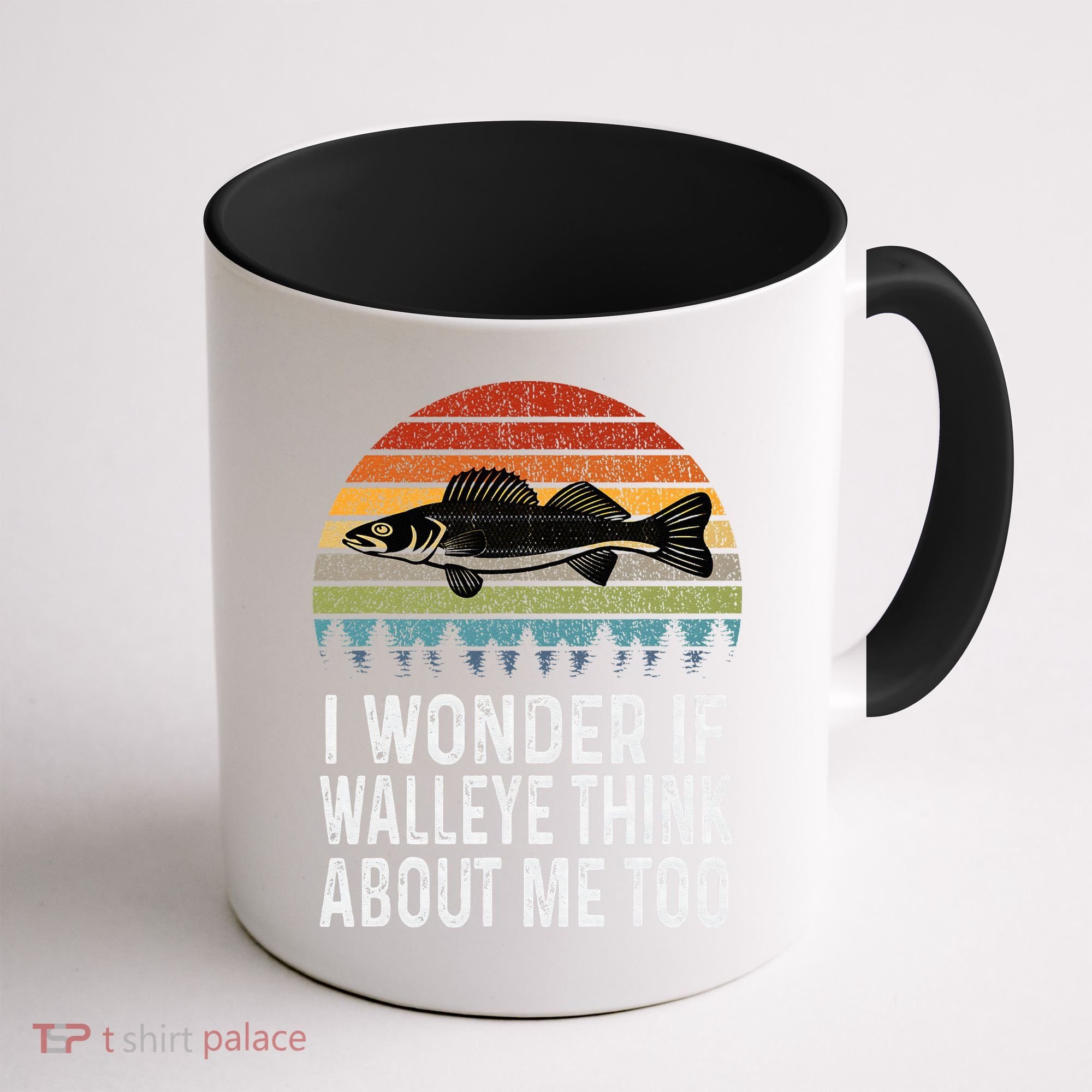 Cute I Wonder If Walleye Think About Me Funny Walleye Fishing Coffee Mug