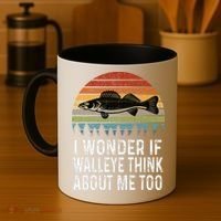 Cute I Wonder If Walleye Think About Me Funny Walleye Fishing Coffee Mug thumb 4