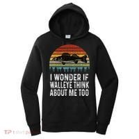 Cute I Wonder If Walleye Think About Me Funny Walleye Fishing Women's Hoodie thumb 0