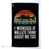 Cute I Wonder If Walleye Think About Me Funny Walleye Fishing Golf Towel thumb 0