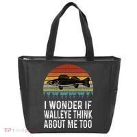 Cute I Wonder If Walleye Think About Me Funny Walleye Fishing Tote Bag thumb 0