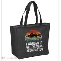 Cute I Wonder If Walleye Think About Me Funny Walleye Fishing Tote Bag thumb 2