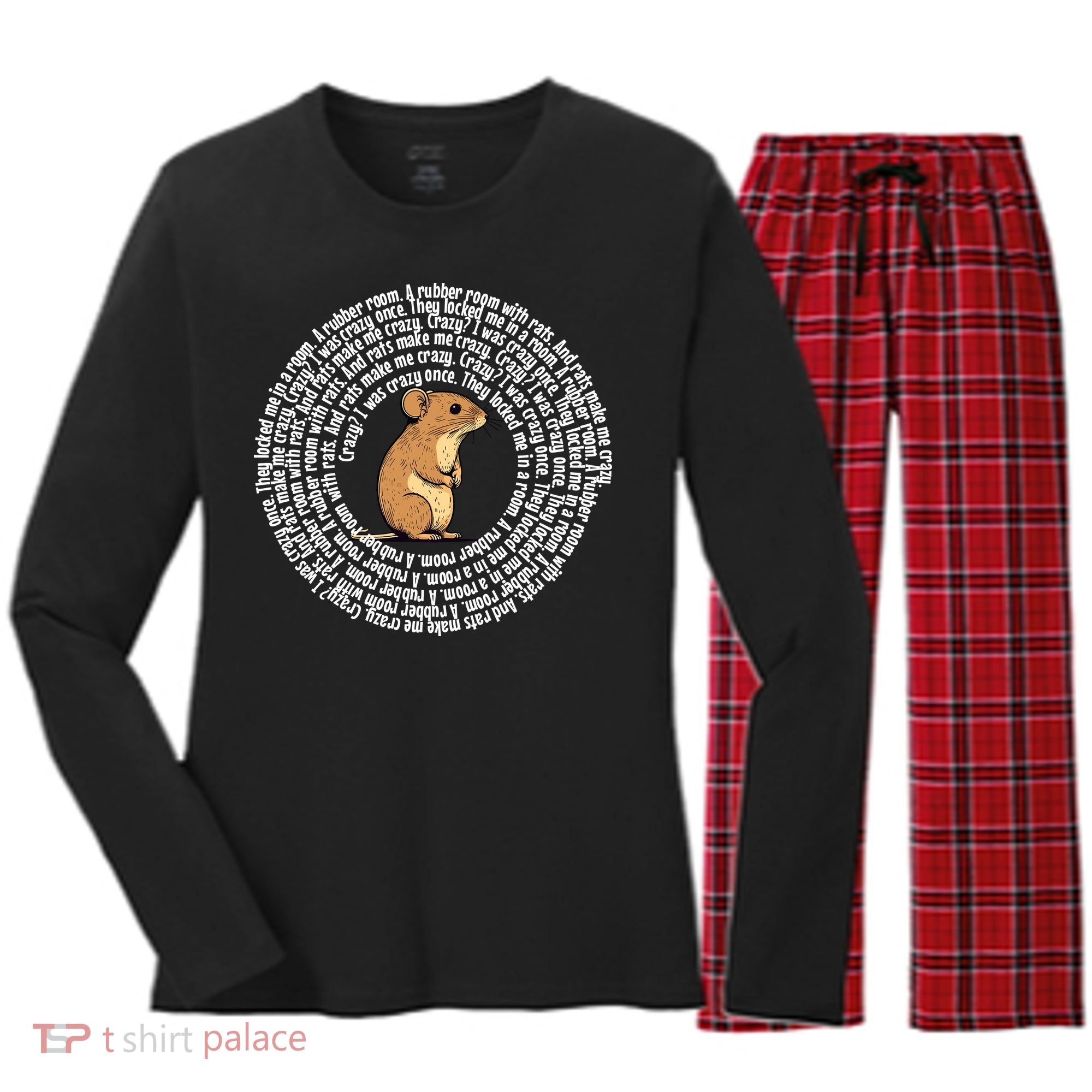 Crazy I Was Crazy Once Funny Oddly Specific Meme Women's Long Sleeve Flannel Pajama Set 
