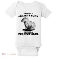 Capybara I Want A Perfect Body I Wan A Perfect Soul Baby Bodysuit thumb 0