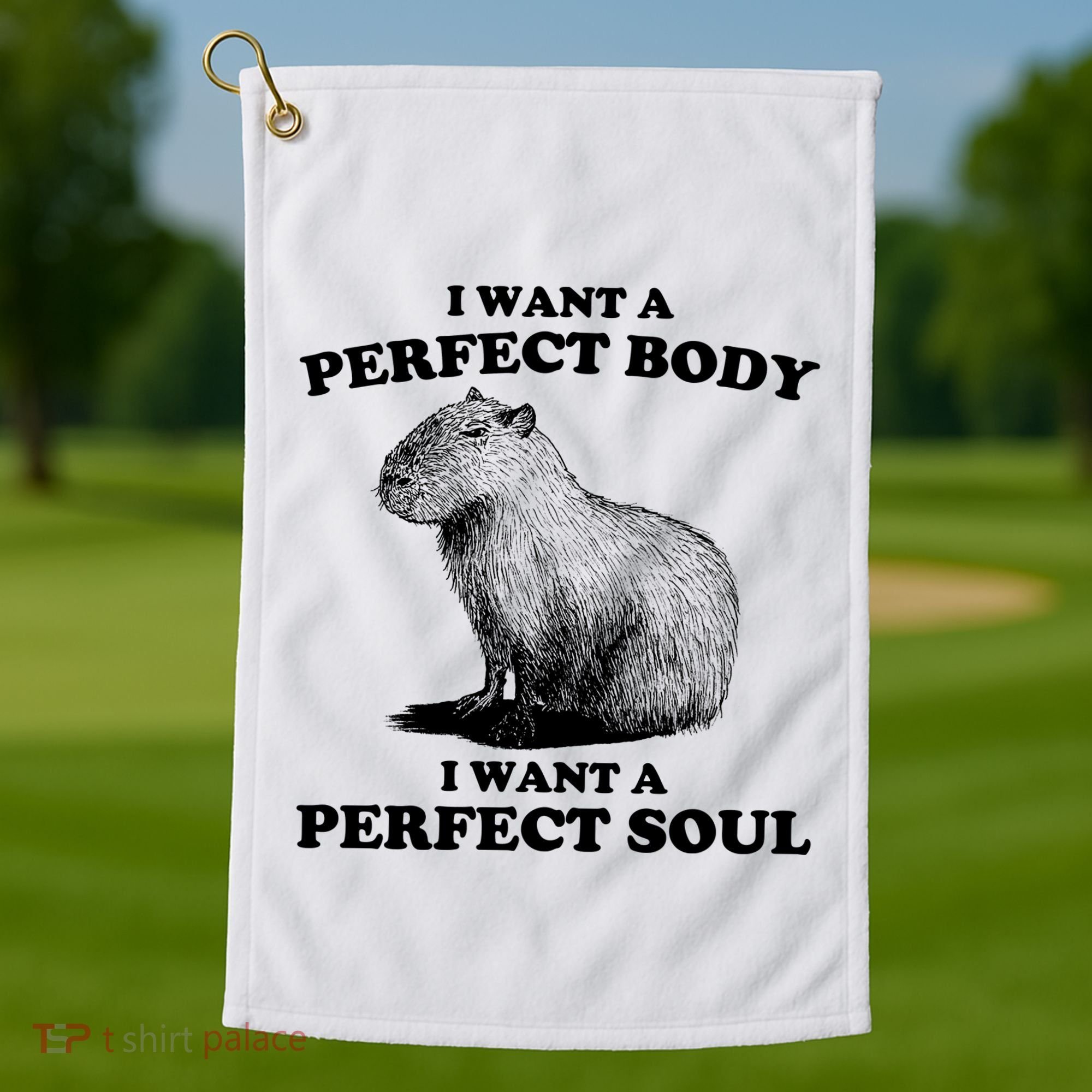 Capybara I Want A Perfect Body I Wan A Perfect Soul Golf Towel