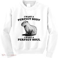 Capybara I Want A Perfect Body I Wan A Perfect Soul Kids Sweatshirt thumb 0