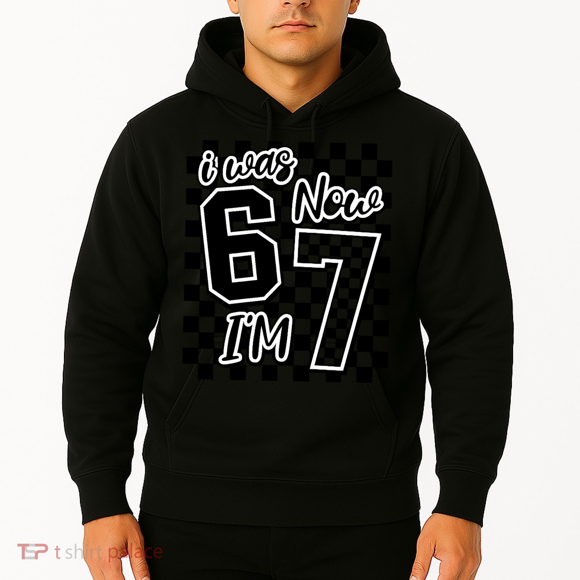 Checkered I Was 6 Now I'm 7 Birthday Seven Years Old Hoodie