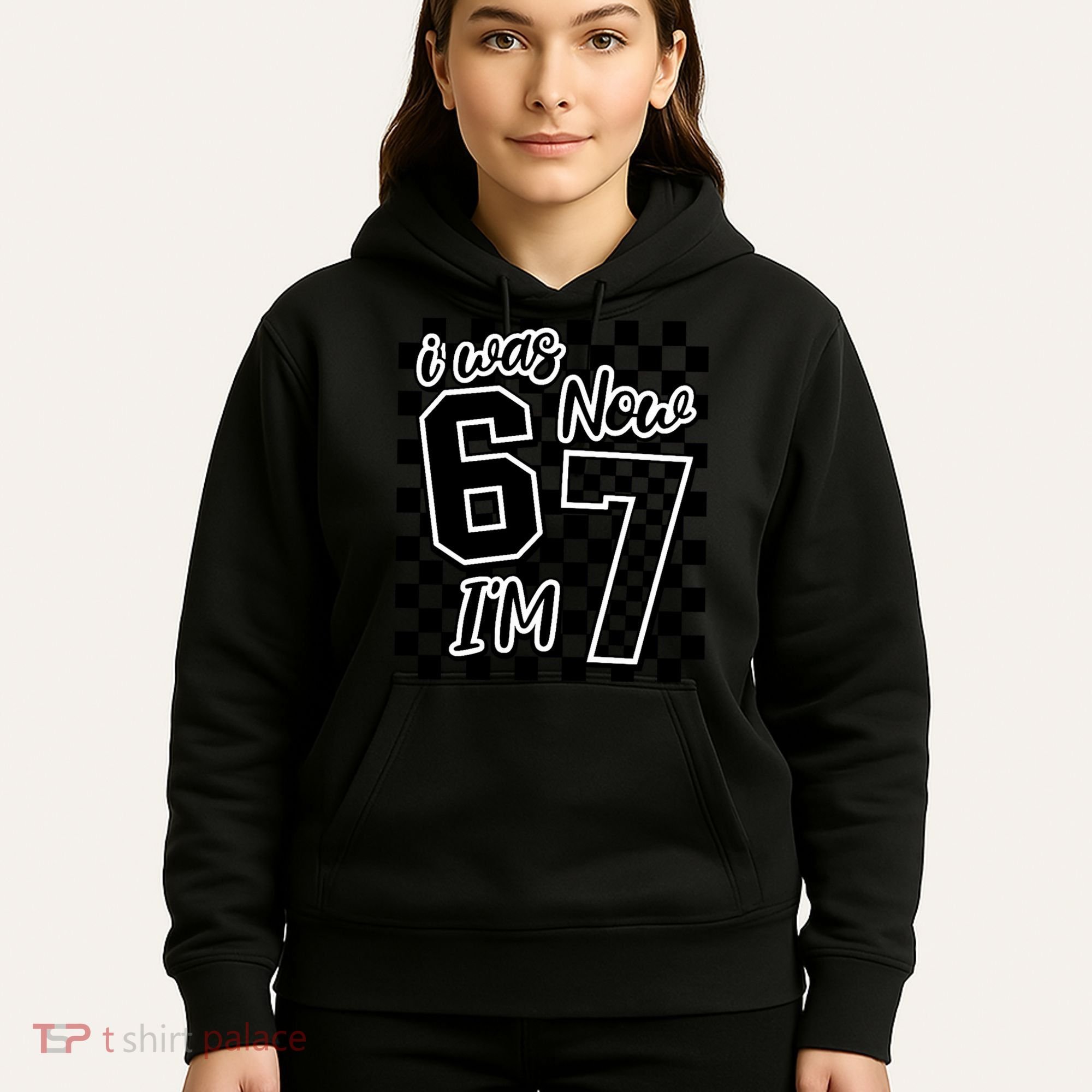 Checkered I Was 6 Now I'm 7 Birthday Seven Years Old Hoodie