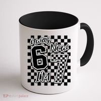 Checkered I Was 6 Now I'm 7 Birthday Seven Years Old Coffee Mug thumb 1