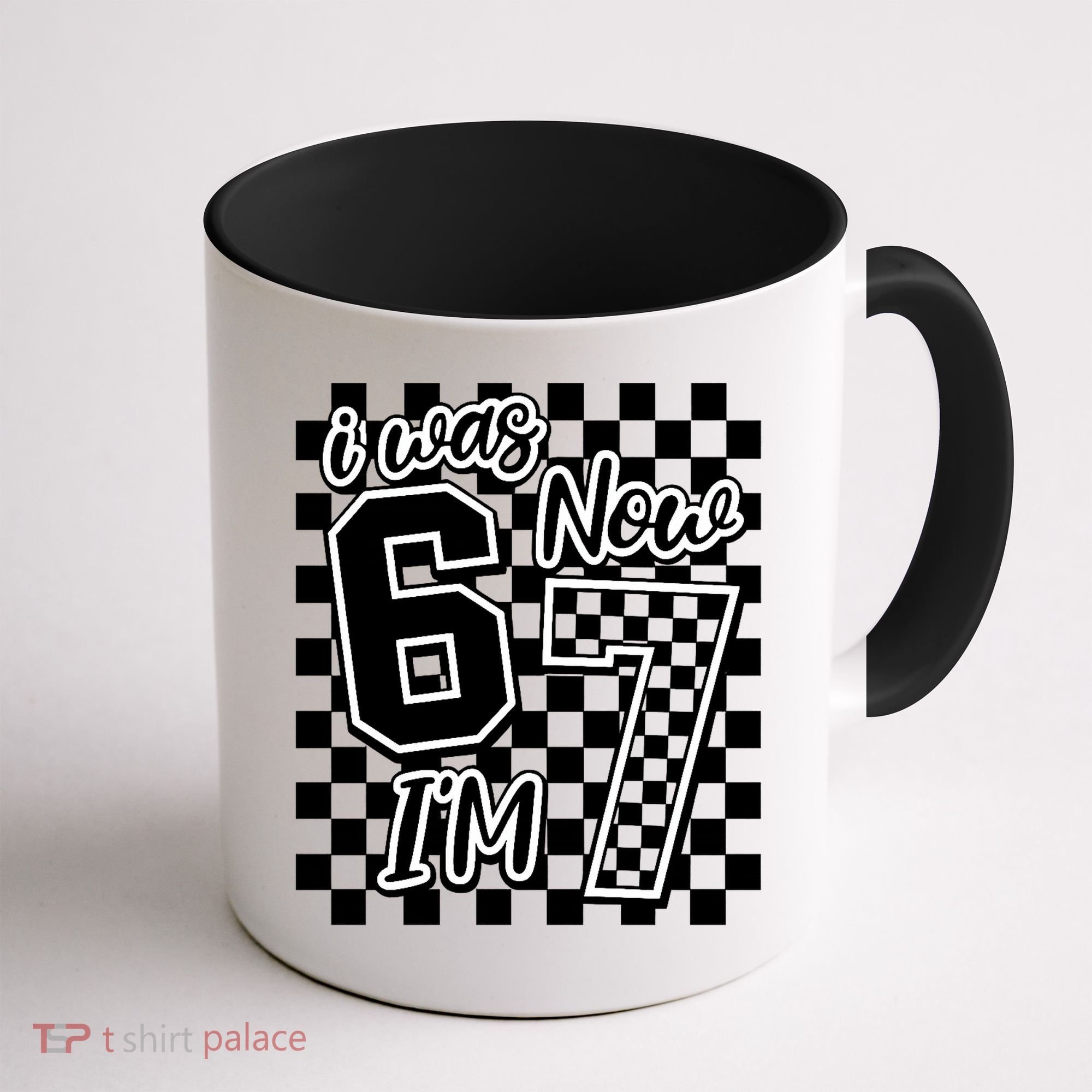 Checkered I Was 6 Now I'm 7 Birthday Seven Years Old Coffee Mug