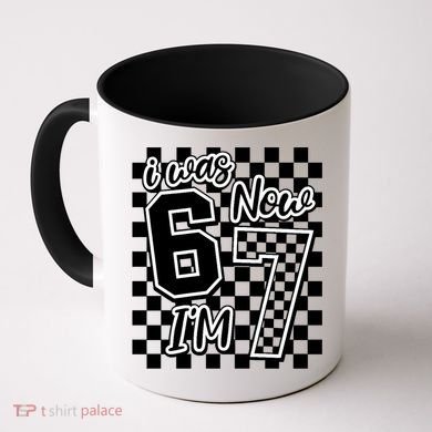 Checkered I Was 6 Now I'm 7 Birthday Seven Years Old Coffee Mug