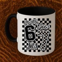 Checkered I Was 6 Now I'm 7 Birthday Seven Years Old Coffee Mug thumb 2