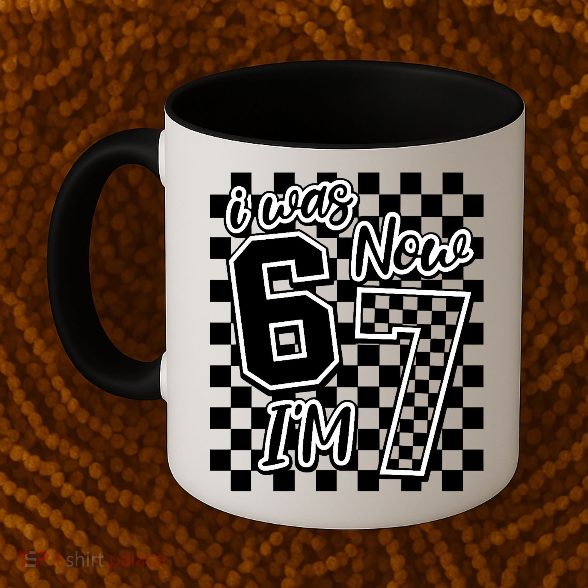 Checkered I Was 6 Now I'm 7 Birthday Seven Years Old Coffee Mug