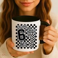 Checkered I Was 6 Now I'm 7 Birthday Seven Years Old Coffee Mug thumb 3