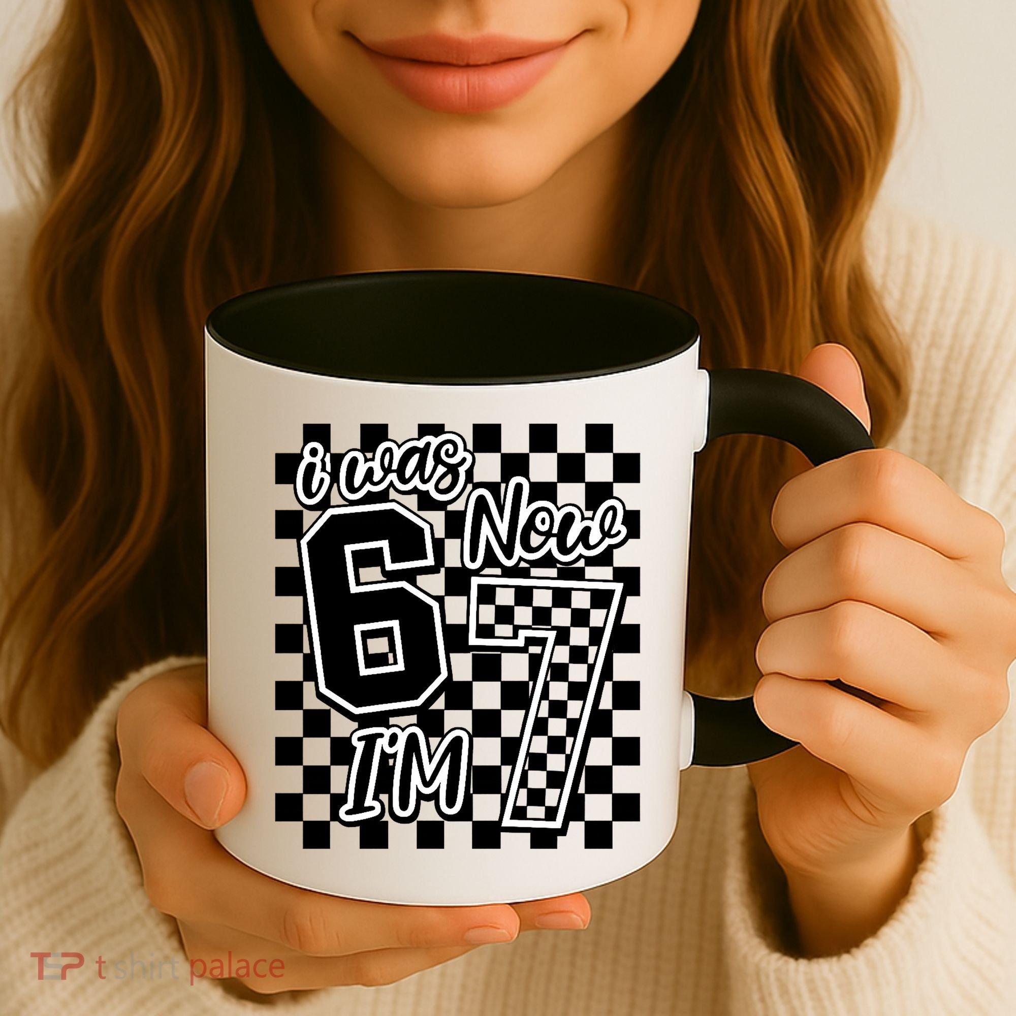 Checkered I Was 6 Now I'm 7 Birthday Seven Years Old Coffee Mug
