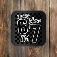 Checkered I Was 6 Now I'm 7 Birthday Seven Years Old Coaster thumb 0