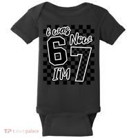 Checkered I Was 6 Now I'm 7 Birthday Seven Years Old Baby Bodysuit thumb 0