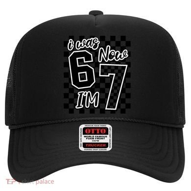 Checkered I Was 6 Now I'm 7 Birthday Seven Years Old Hat