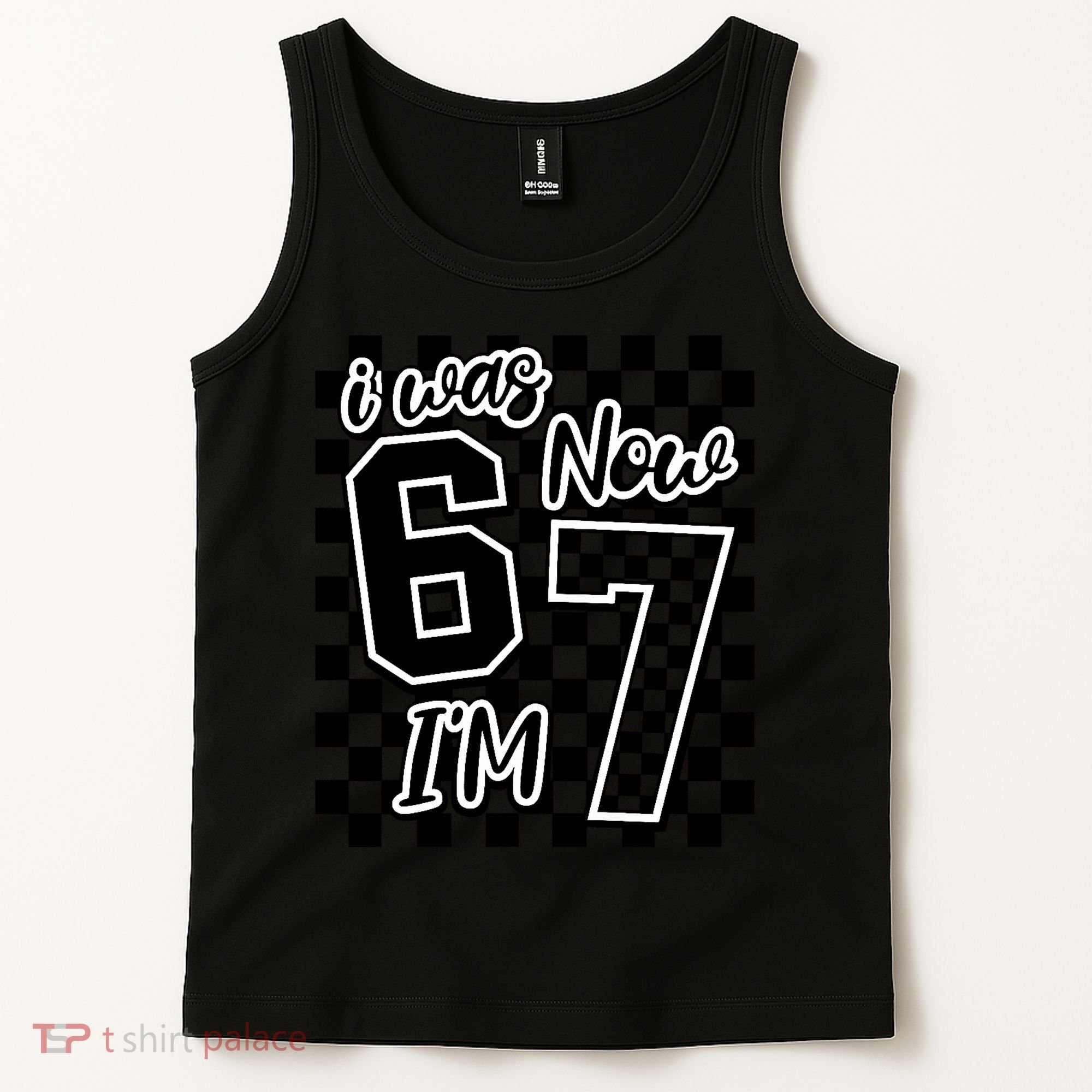 Checkered I Was 6 Now I'm 7 Birthday Seven Years Old Tank Top