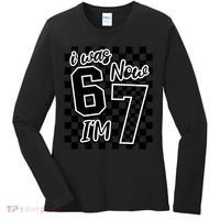 Checkered I Was 6 Now I'm 7 Birthday Seven Years Old Women's Long Sleeve Shirt thumb 0