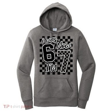 Checkered I Was 6 Now I'm 7 Birthday Seven Years Old Women's Hoodie