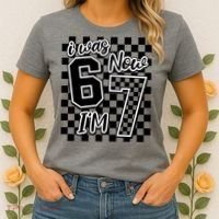 Checkered I Was 6 Now I'm 7 Birthday Seven Years Old Women's T-Shirt thumb 2